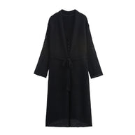 Damen Strickcardigan mit asymmetrischem Design und elegantem Taillengürtel WW