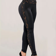 Damen sportliche Leggings mit verführerischem Spitzen-Detail WW