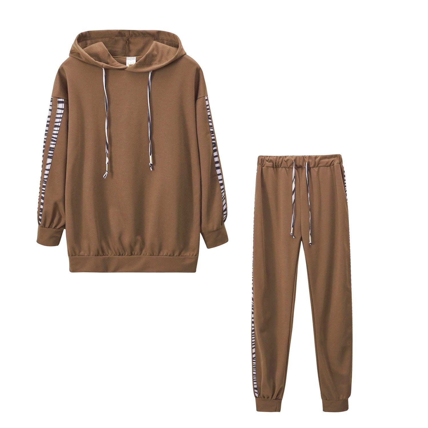 Damen Sportliches Loungewear-Set mit Kapuze und seitlichen Streifen WW