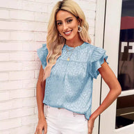 Damen Bluse mit modischen Rüschendetails und elegantem Leopardenmuster WW