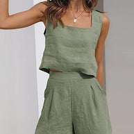 Damen Leichte Sommerbluse und Shorts Set WW