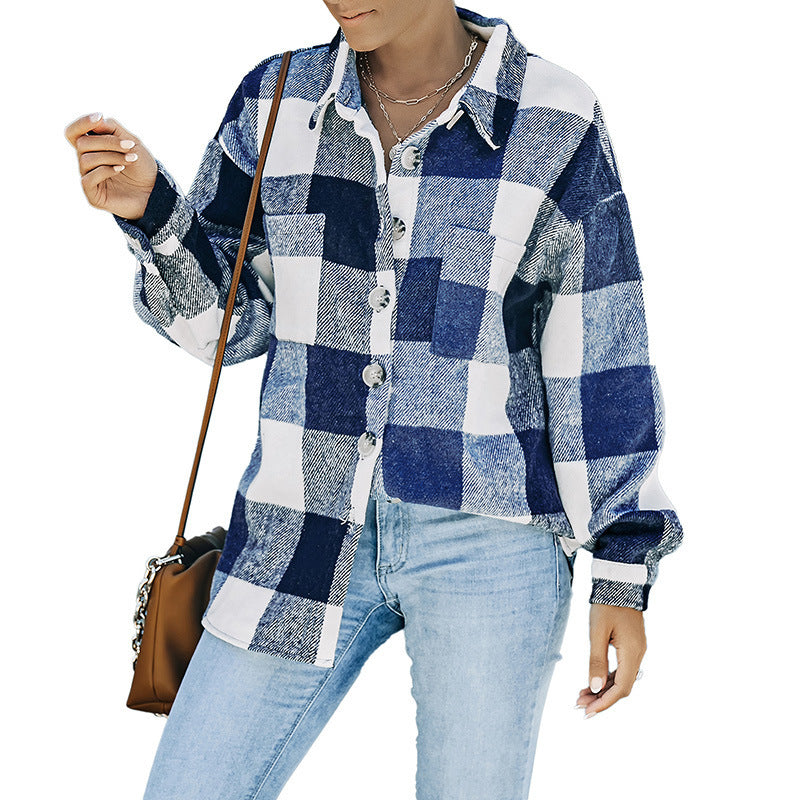 Damen Karo Overshirt aus weichem Flanell mit praktischen Taschen WW