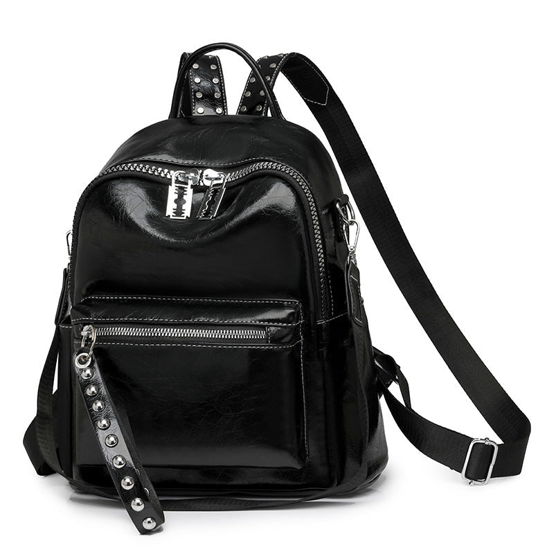 W&W Mode | Rucksack - Silber - Hochwertiges Leder mit Polyester-Futter