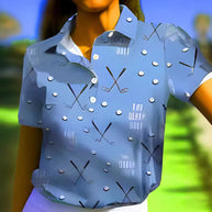 Damen Kurzarm-Hemd mit modischem Golf-Print und komfortablem Schnitt WW