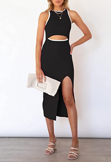 Damen Maxikleid mit Cut-Out-Details und elegantem Schlitz WW