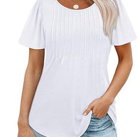 Damen Sommer T-Shirt mit Falten-Design WW