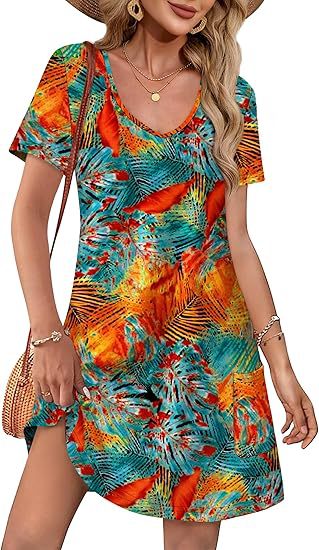 Damen Kurzarm Freizeitkleid WW
