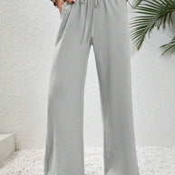 Damen Weite Freizeit-Hosen mit elastischem Bund und praktischen Seitentaschen WW