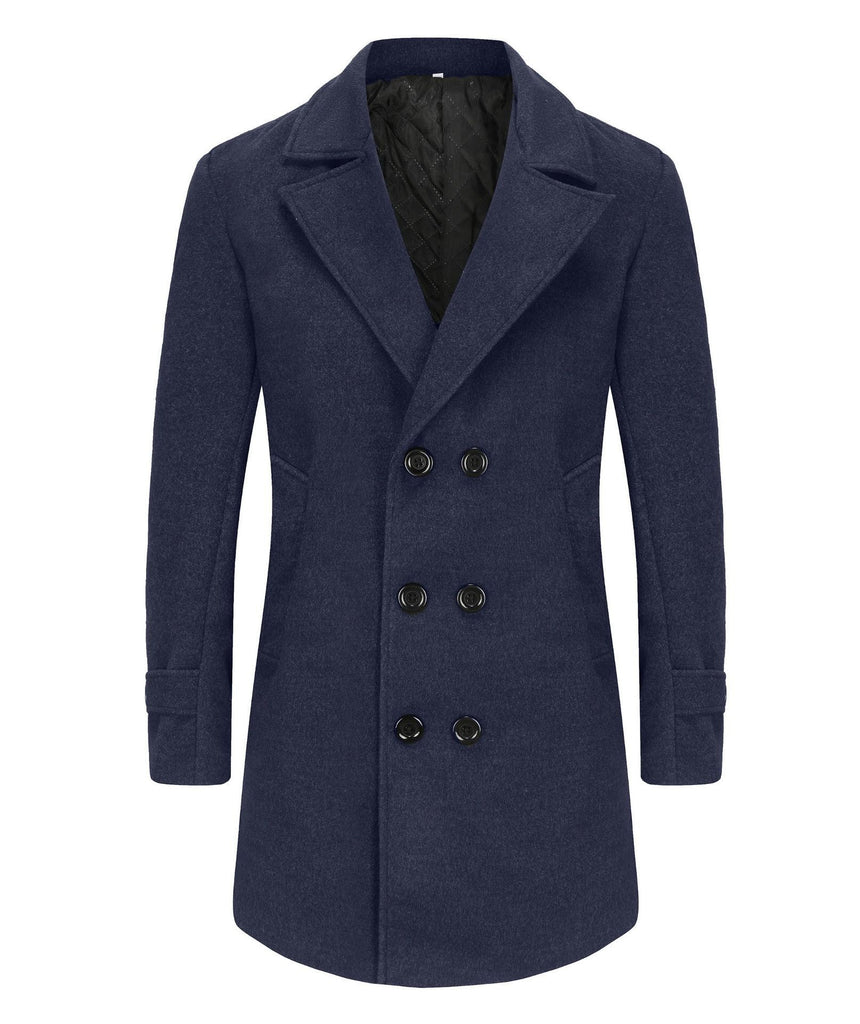 Herren eleganter Doppelreiher-Mantel mit schmalem Schnitt und gefüttertem Innenfutter WW