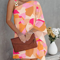 Damen asymmetrisches Minikleid mit dekorativem Schulterdetail und elegantem Design WW