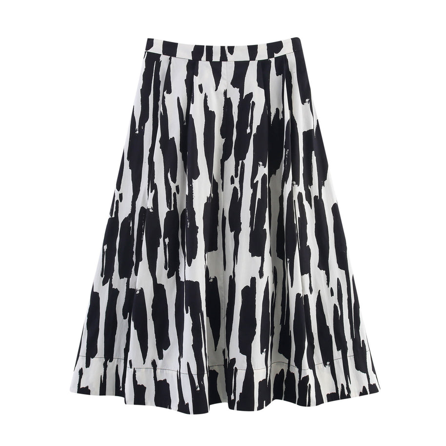 Damen A-Linie Midi-Rock mit stylischem abstraktem Druck WW