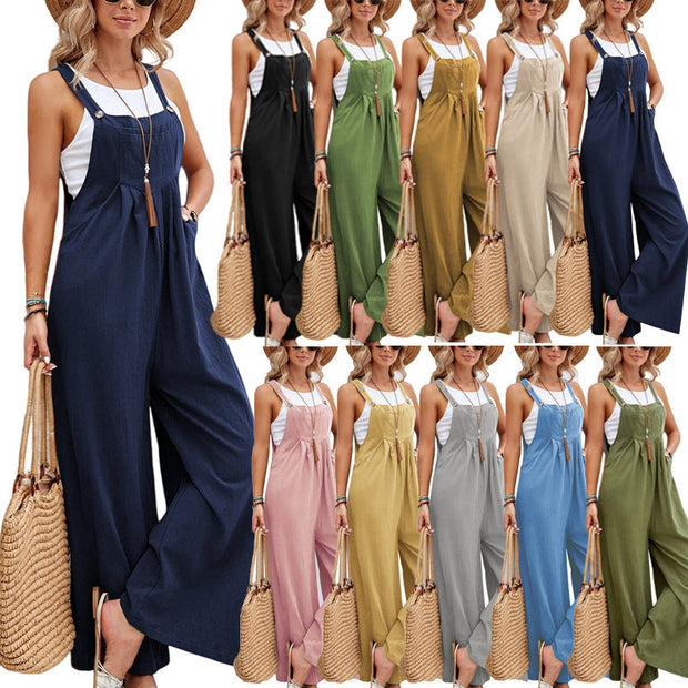 WW | Einfarbige Damen Freizeitoveralls Lange Hosen