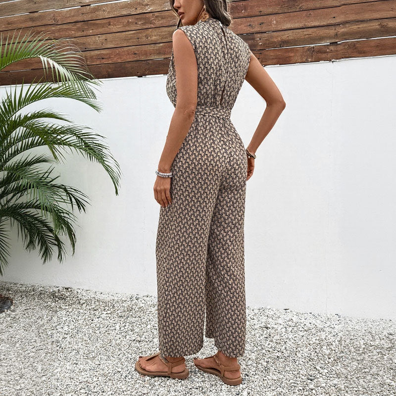 Damen Jumpsuit mit elegantem Knoten und floralem Design WW