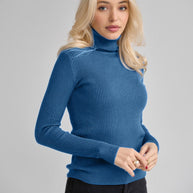 Damen Rollkragenpullover mit geripptem Design und lässigem Schnitt WW