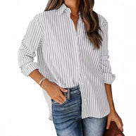 Damen Designermode gestreifte Bluse mit langen Ärmeln WW