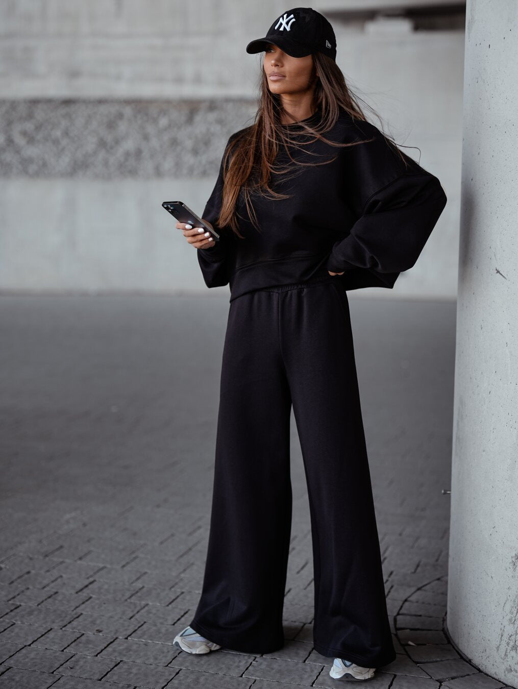Damen Bequemer Oversized Freizeitanzug mit weitem Schnitt und übergroßem Kragen WW