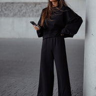 Damen Bequemer Oversized Freizeitanzug mit weitem Schnitt und übergroßem Kragen WW