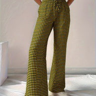 Damen Weite Karohose mit elastischem Bund und schickem Schnitt WW