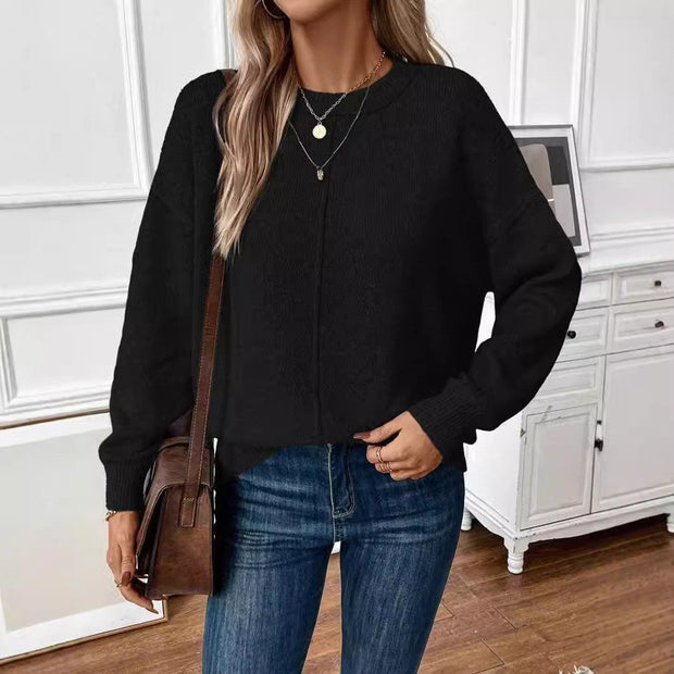 Damen Bequemer und stilvoller Oversized Pullover mit langen Ärmeln WW