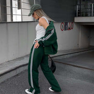 Damen sportliches und elegantes Trainingsanzug mit Reißverschluss WW