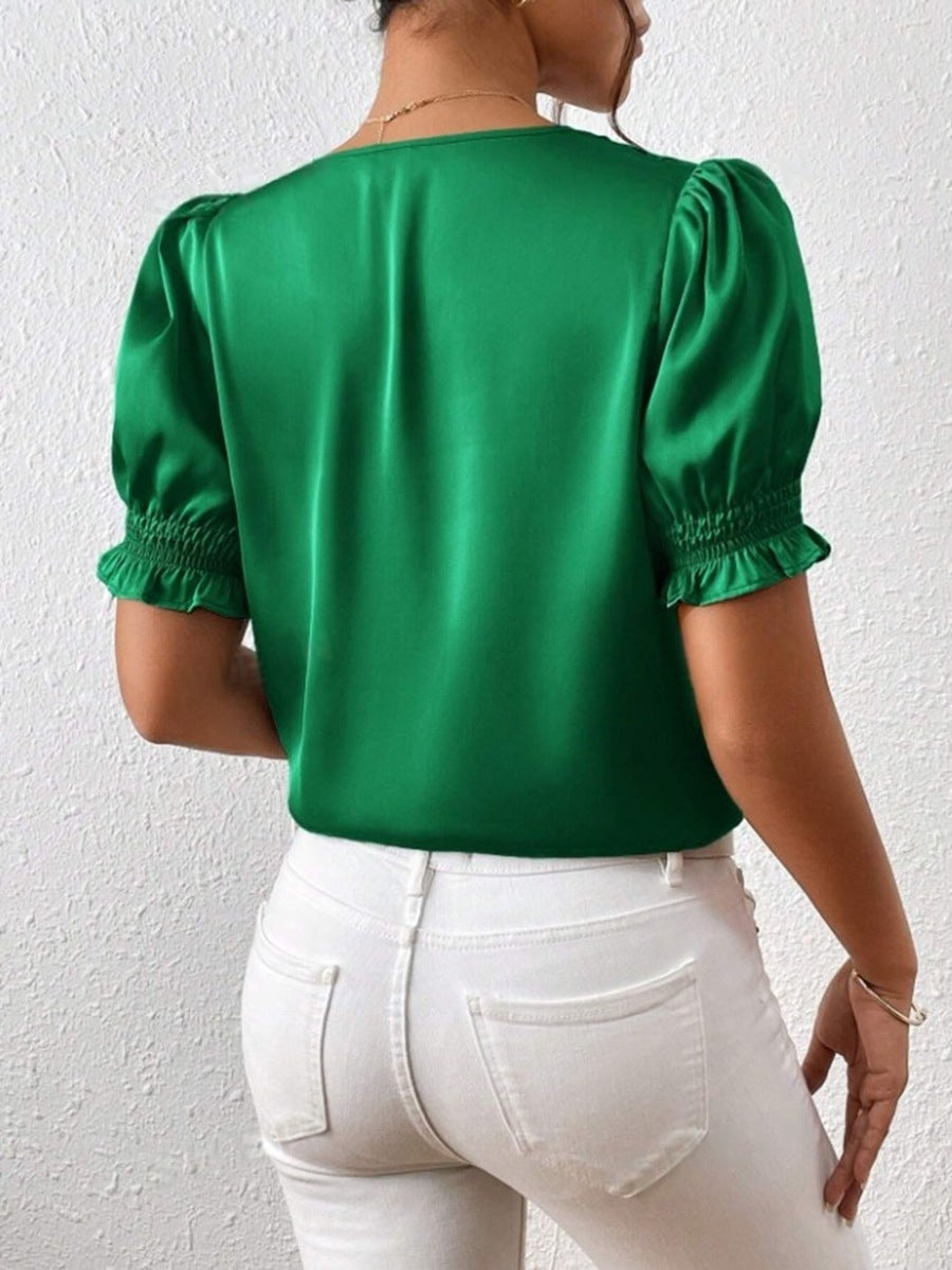 WW | Lässiges Kurzarm-Rüschenshirt