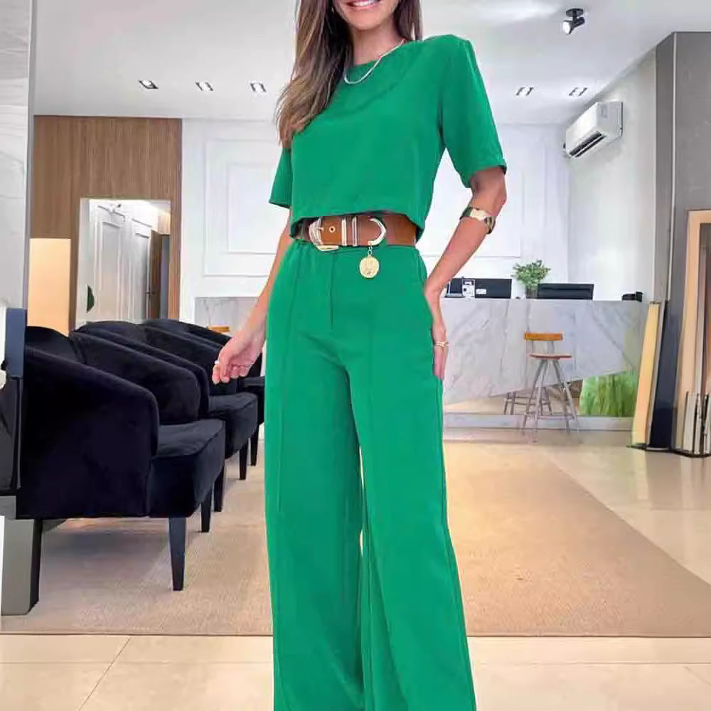 Damen Weit geschnittenes Ensemble aus Oberteil und Hose mit hohem Bund WW