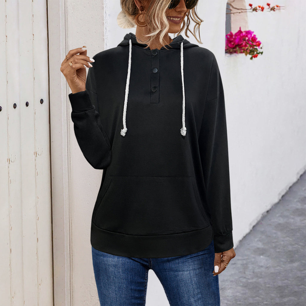 Damen Hoodie mit Knopfleiste und lässigem Schnitt WW