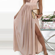 Damen Elegantes Abendkleid mit asymmetrischem Oberteil und schimmerndem Rock WW