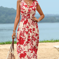 Damen Midikleid mit floralem Design und elastischem Taillenzug WW