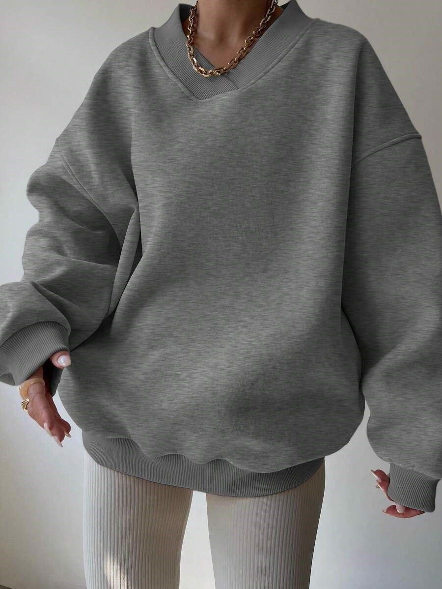 Damen oversized V-Ausschnitt Sweatshirt WW
