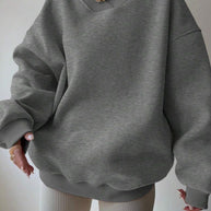 Damen oversized V-Ausschnitt Sweatshirt WW