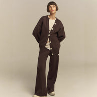 Damen bequemer Oversized-Pullover und lässige Palazzohose Set WW
