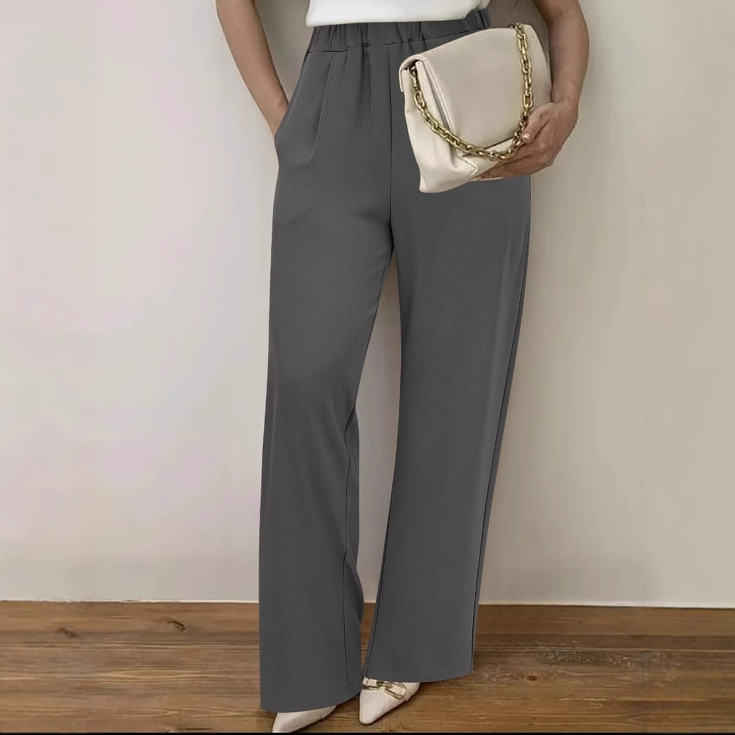 Damen Weite Hochtaillierte Stoffhose mit elegantem Gummibund WW