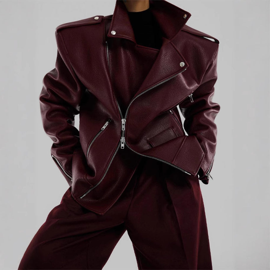Damen Bikerjacke aus hochwertigem Leder WW
