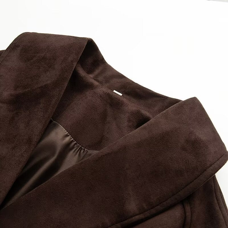 Damen elegante weiche Jacke im Stil eines Blazers mit Taillengürtel WW