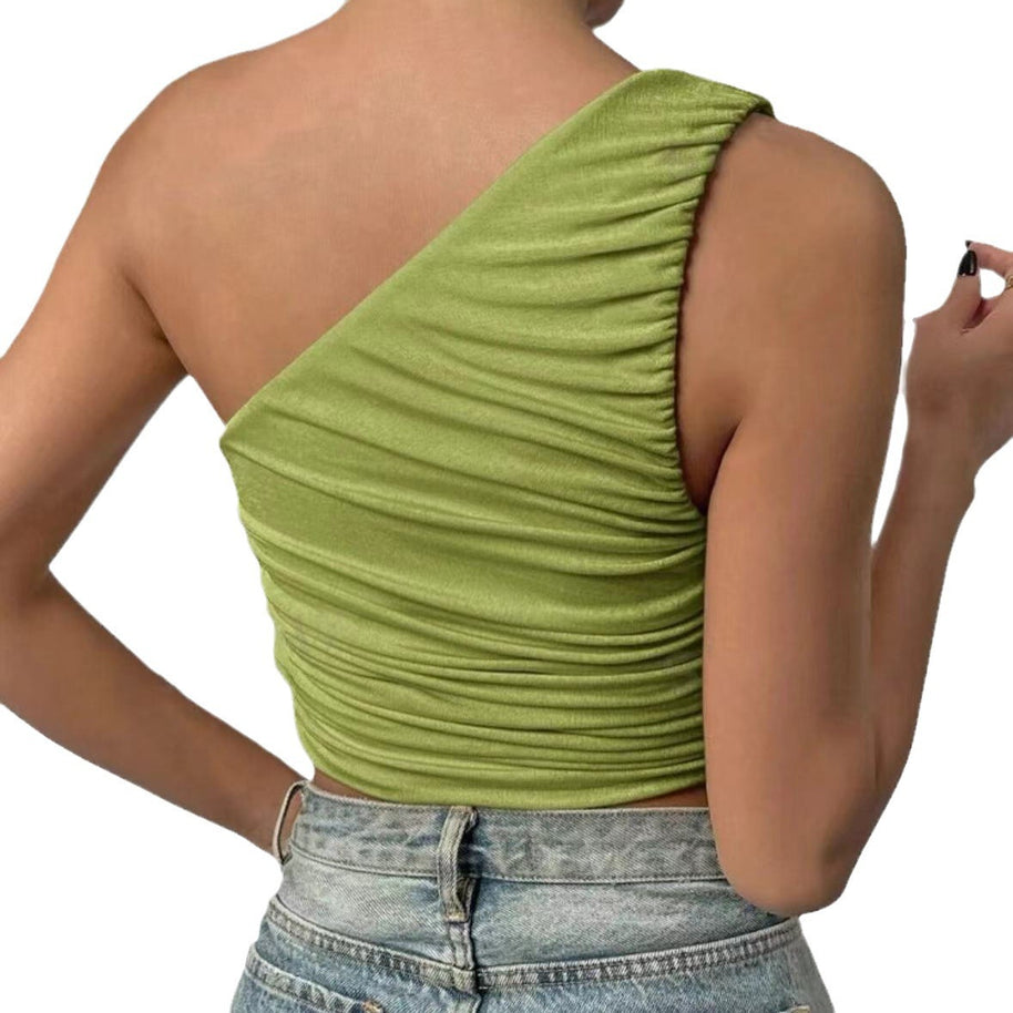 Damen Asymmetrisches Crop-Top mit Rüschendetails WW