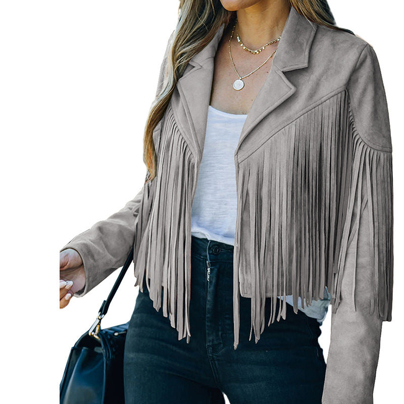 Damen Fransenjacke aus hochwertigem Suede-Mix WW
