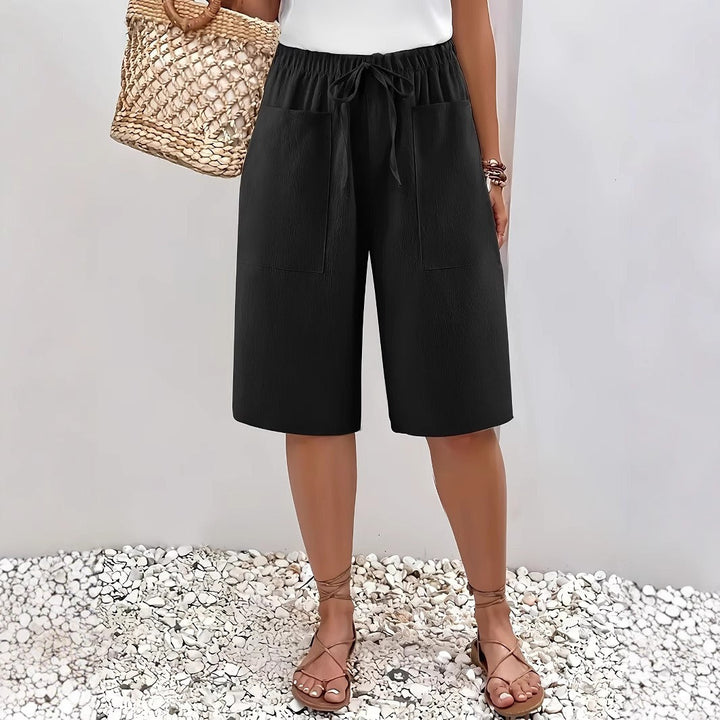 Damen lässige Culotte-Shorts mit elastischem Bund und praktischen Seitentaschen W&W Mode