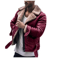 Herren Lederjacke mit schickem Kunstfellkragen WW