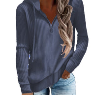 Damen Kapuzenpullover im eleganten Rippdesign mit praktischem Reißverschluss WW