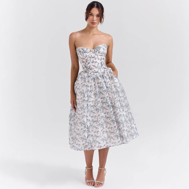 Damen Abendkleid mit strapless Design und voluminösem Rock WW