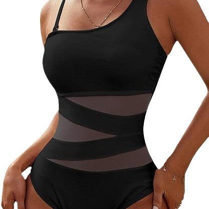 Damen Sportlicher Badeanzug mit einzigartigen Mesh-Einsätzen WW