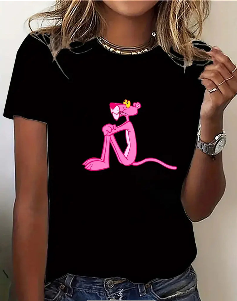 Damen T-Shirt mit hochwertigem Pink Panther Grafikdruck WW