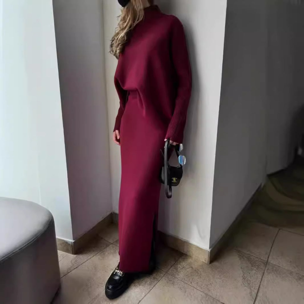 Femme Chic Strick Maxi Kleid Set WW