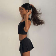 Damen sportliches Crop-Top und verspielter Wickelrock WW