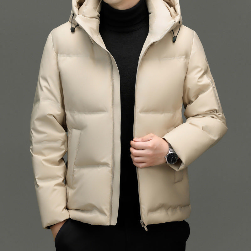 Herren Daunenjacke mit abnehmbarem Kapuzenkragen und wasserabweisender Oberfläche WW