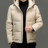 Herren Daunenjacke mit abnehmbarem Kapuzenkragen und wasserabweisender Oberfläche WW