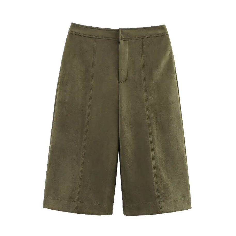Damen weite Culotte mit eleganter Veloursstruktur und praktischen Taschen WW