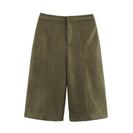 Damen weite Culotte mit eleganter Veloursstruktur und praktischen Taschen WW