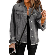 Damen Denim-Jacke mit lässigem Schnitt und funktionalen Taschen WW